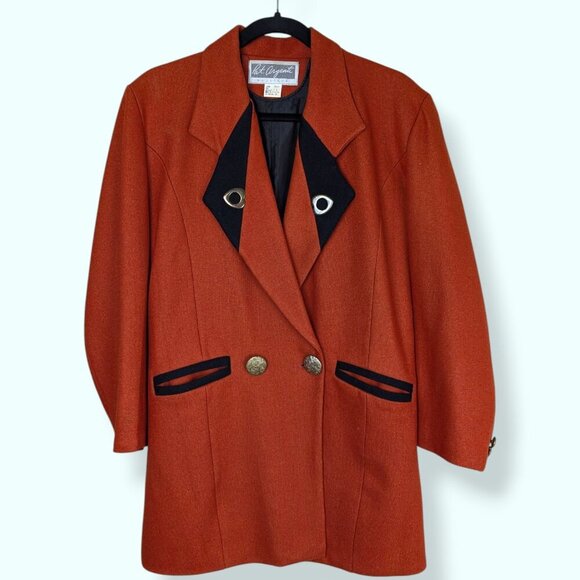 V. Pat Argenti Boutique Orange Button Blazer - Picture 4 of 11